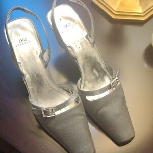 Anne Klein Silver Slingback Heels